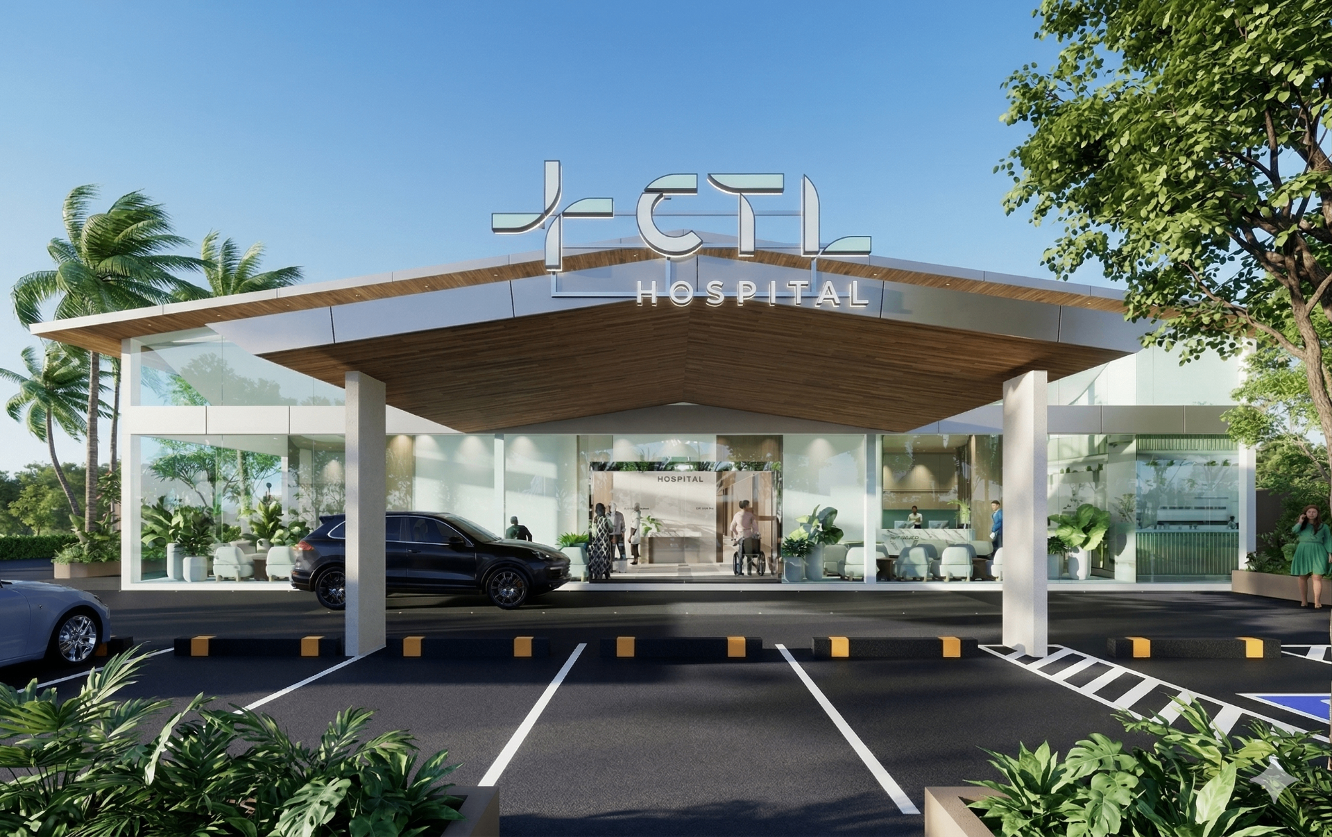 Entrance of the CTL Hospital Phuket building in Cherngtalay